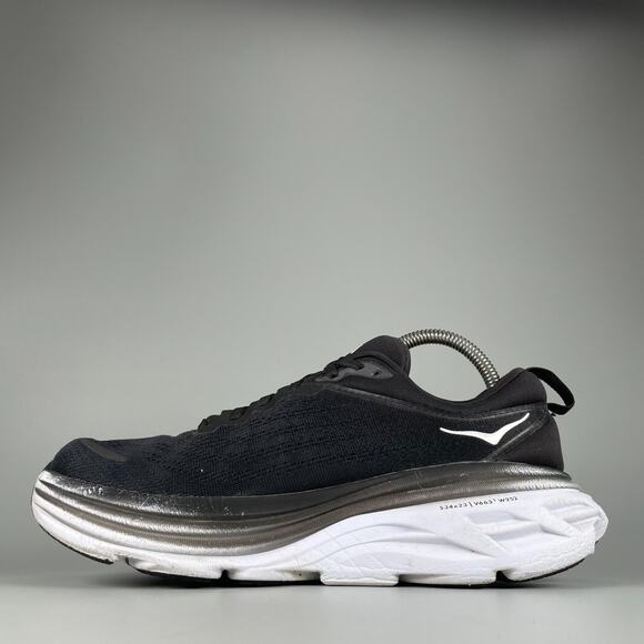 HOKA Women Hoka One One Bondi 8 Womens Size 9 B Black White Athletic Running Shoes Sneakers
